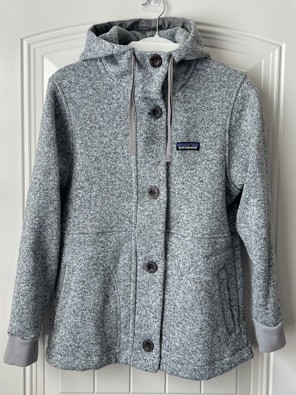 Patagonia Better Sweater Hooded Coat Jacket Gray Recycled Fleece Button Front S - Picture 2 of 16